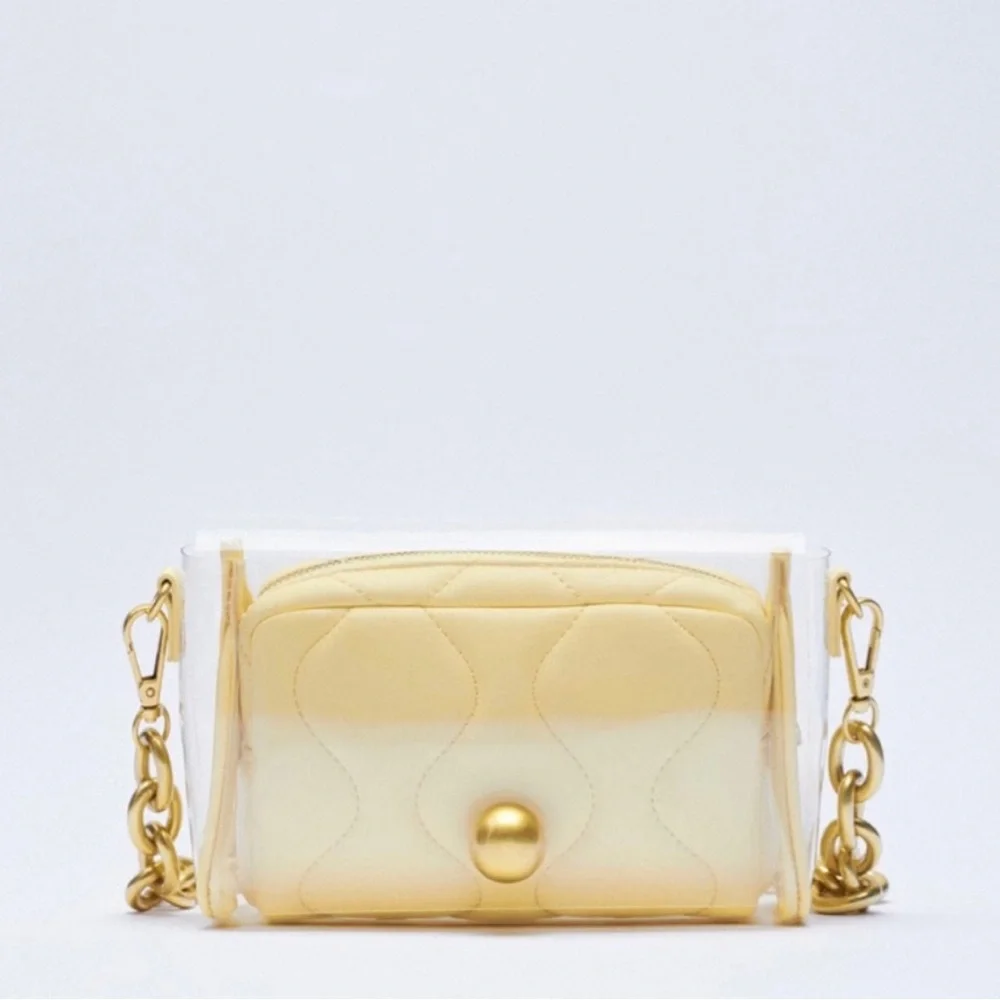 ZARA unique bag in bag Shoulder bag in gorgeous yellow with Gold chain 🔥🔥🔥 - Picture 6 of 11
